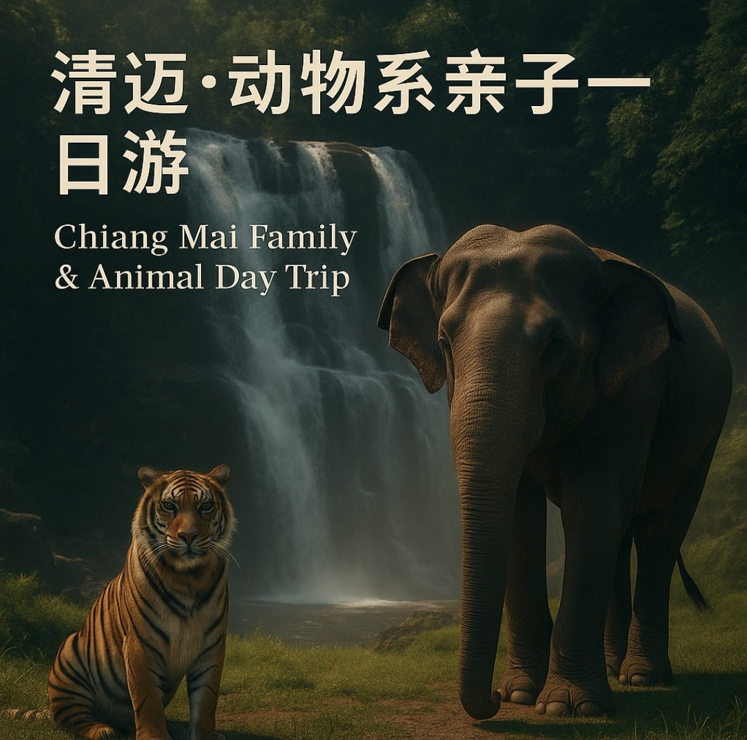 清迈亲子一日游｜包车畅玩老虎王国、大象造纸公园与粘粘瀑布