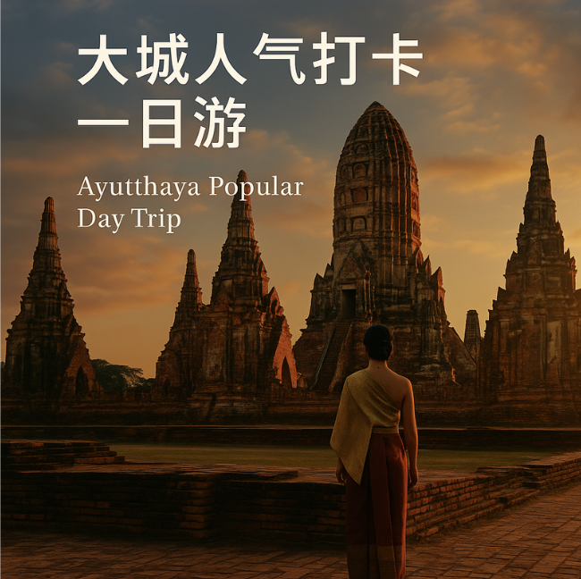 大城人气打卡一日游｜包车玩遍古城寺庙・泰服拍照・河畔景观餐厅